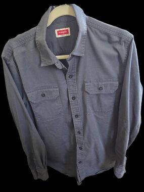 Wrangler Western Shirt Mens Medium Gray Long Sleeve Button Down